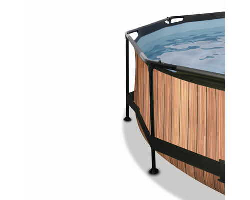 Ovanmarkspool med träpanel och svart ram