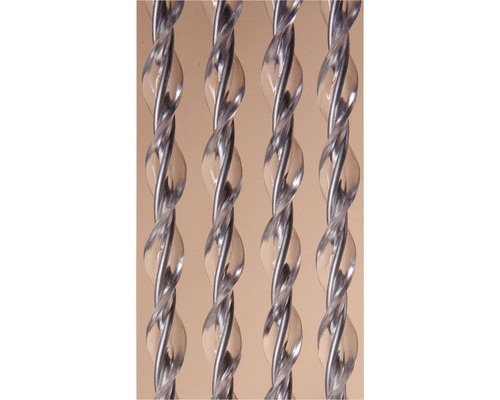 Närbild av vridna gardinvikter av metall och plast