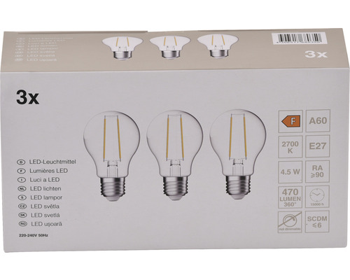 Förpackning med tre LED-lampor