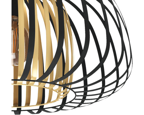 Pendellampa med svart och guldfärgad metallväv