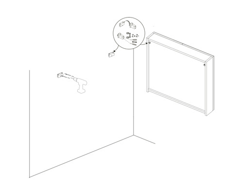 Illustration av en väggmontering av ett skåp