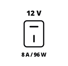 Strömbrytarsymbol: 12 volt, 8 ampere, 96 watt