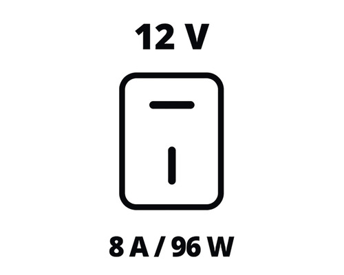 Strömbrytarsymbol: 12 volt, 8 ampere, 96 watt