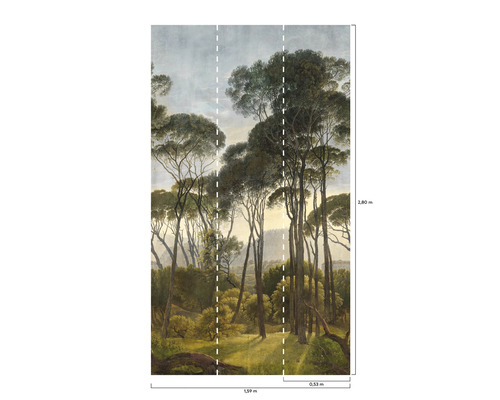 Fototapet med skogsmotiv och storleksangivelser