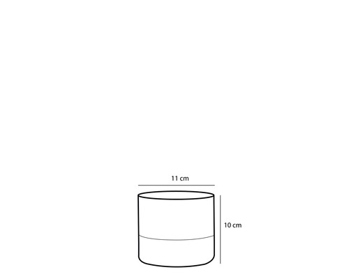 Schema för en blomkruka som mäter 11 cm x 10 cm
