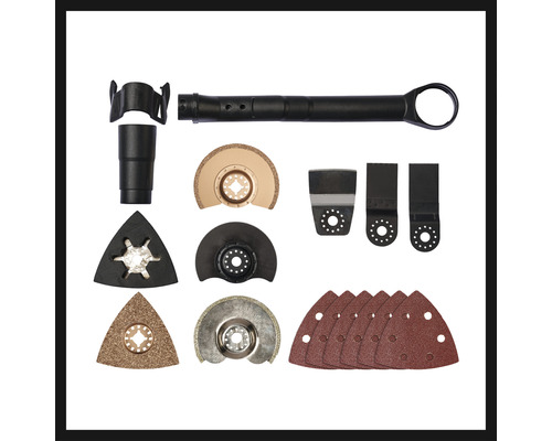 Tillbehörsset för multiverktyg med olika sågblad och sandpapper