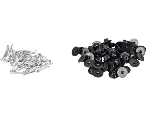 Spikar och rosetter för fastsättning av isoleringsmaterial