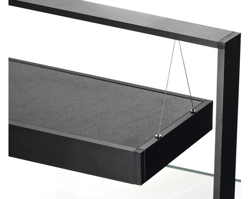 Närbild av ett svart akvarielock med upphängning