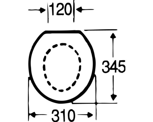 Teknisk ritning av en toalettstol med mått