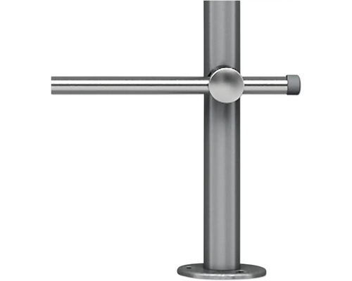 Rostfri räcke stolpe med tvärstag och golvfäste