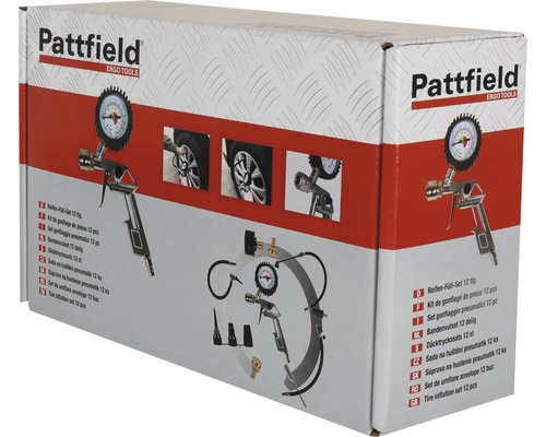 Pattfield däckpumpset 12 delar i förpackning