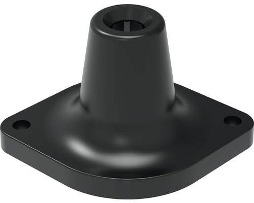 Svart monteringsfot med fyrkantig bas och borrhål