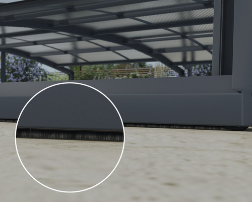 Detalj av borsttätning på ett terrasstak