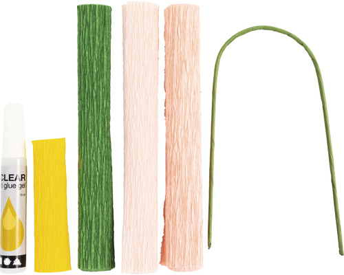 Kräpppappersset med lim och tråd för blomsterhantverk