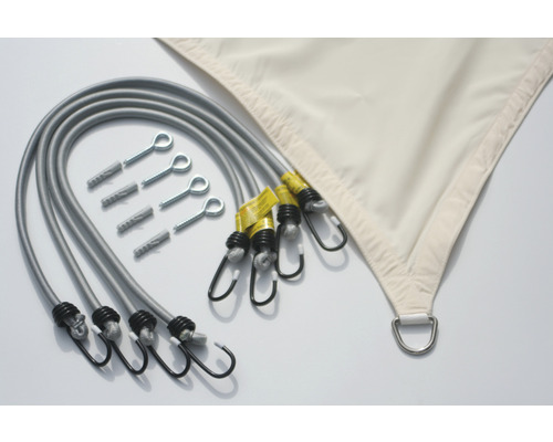 Solsegel med spännband, skruvkrokar och pluggar