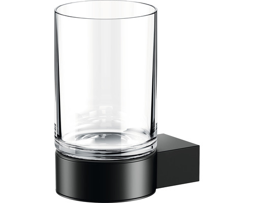 Tandborstmugg i glas med svart väggfäste