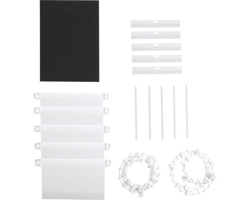 Reservdelar till vertikala persienner, inklusive lameller, anslutningsdelar, kedjor och viktplattor