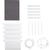 Reservdelssats för vertikala persienner med lameller, viktplattor, anslutningsstycken och kedjor