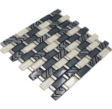 Mosaikmatta med glas- och metallelement