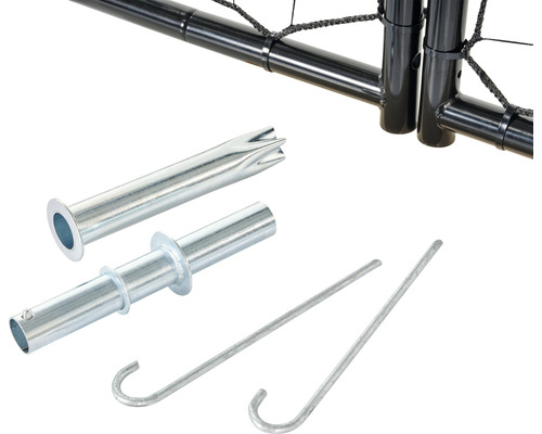 Markankare och markhylsor för ett fotbollsmål