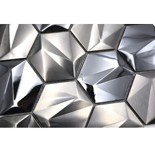 Metallmosaikplattor med 3D hexagonmönster