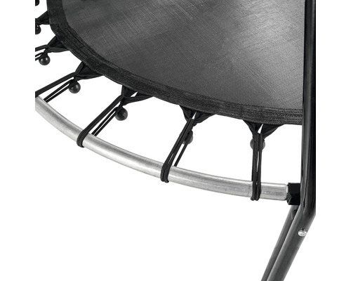 Detaljvy av en studsmatta med fjädrar och ram