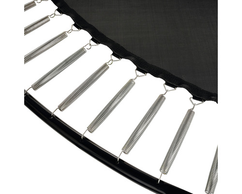 Detaljvy av trampolinfjädrar och ram