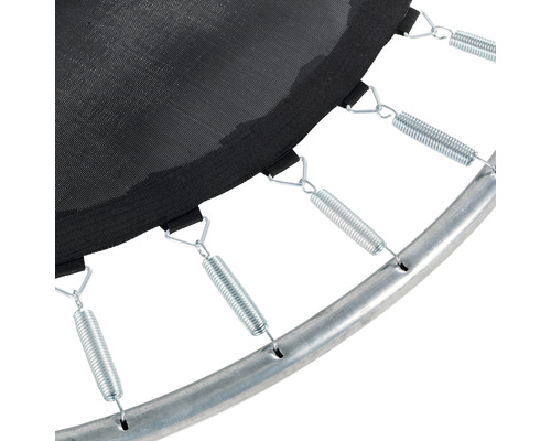 Detaljvy av trampolinfjädrar och ram