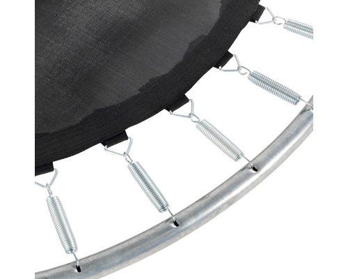 Detaljvy av trampolinfjädring och ram
