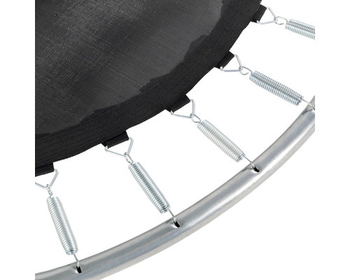 Detaljbild av trampolinfjädring och ram.