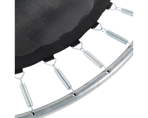 Detaljvy av trampolinfjädring och ram