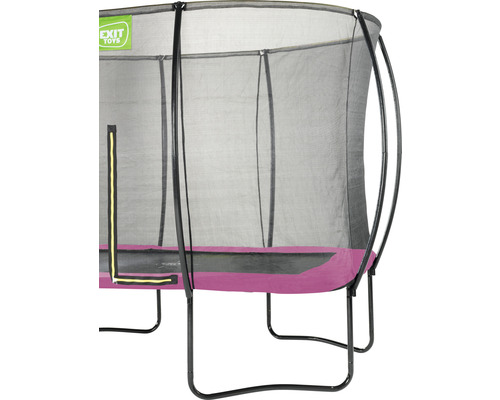 Rektangulär trädgårdstrampolin med säkerhetsnät och ramvaddering
