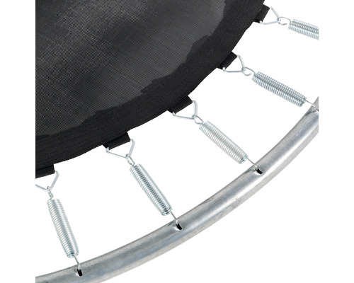 Detaljbild av en studsmatta med fjädrar och ram