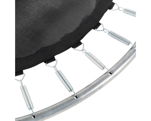 Detaljvy av en studsmatta med fjädrar och ram