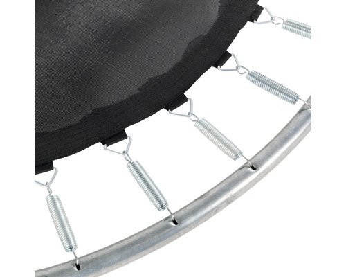 Detaljvy av trampolinfjädring med fjäderduksfäste