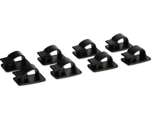 Åtta kabelhållare för att fästa kablar