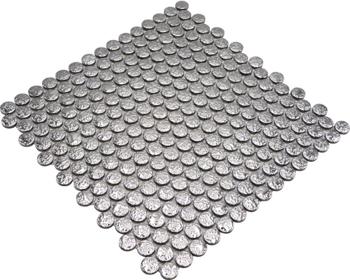 Mosaikplatta med runda, silverfärgade element