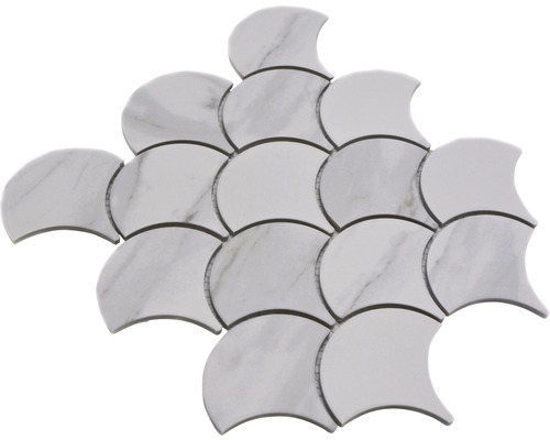 Mosaikplatta i fläktform av marmor