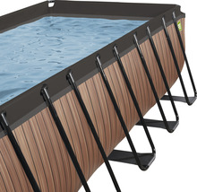 Rektangulär pool med stålram och träutseende