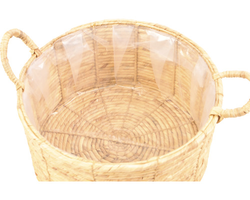 Flätad blomkorg med handtag och plastinsats