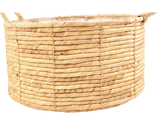 Rund blomkorg av vattenhyacint med handtag