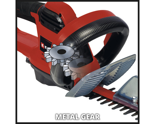 Detaljvy av metallkugghjulen på en häcksax