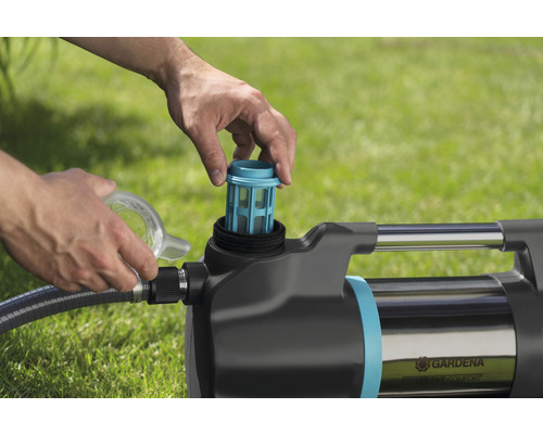 Trädgårdspump med insatt filter