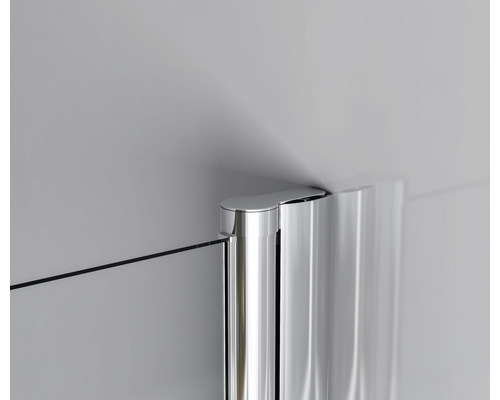 Tätningskåpa till duschprofil FORM&STYLE reservdel krom passar till modell Modena Detaljvy av duschkabinprofil med glas