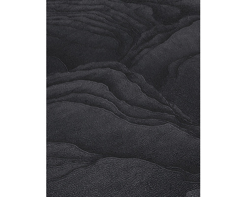 Detaljvy av en svart relief tapet med abstrakta mönster.