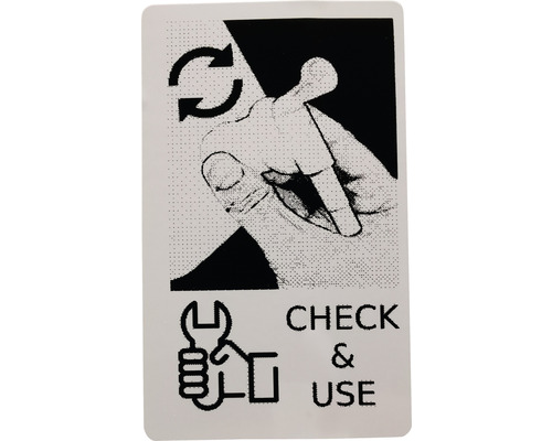 Symbol för kontroll och användning av ett verktyg.