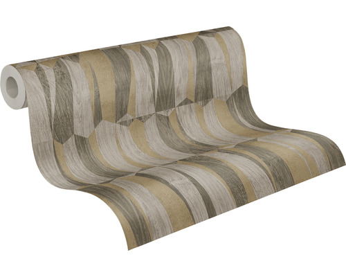 Tapetrulle med geometriskt mönster i träutseende
