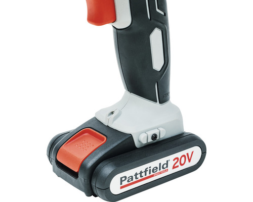 Batteridrivet verktyg med Pattfield Ergo Tools-logotyp och 20V-märkning