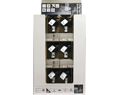 Förpackning med sex solstrålkastare för utomhusbruk