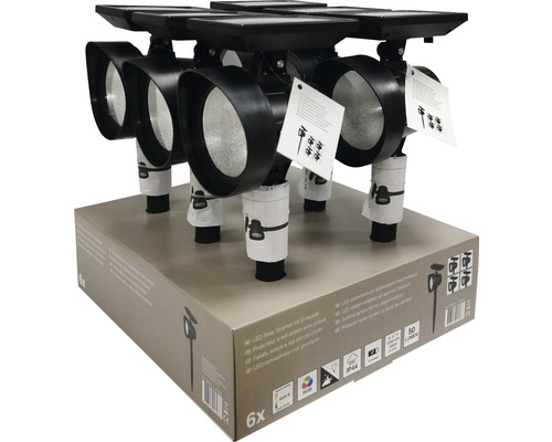 Sex LED-solstrålkastare med jordspett i en förpackning